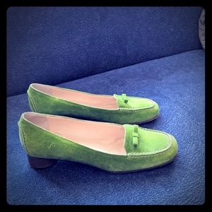 Green Kate Spade loafers, Size 7.5
